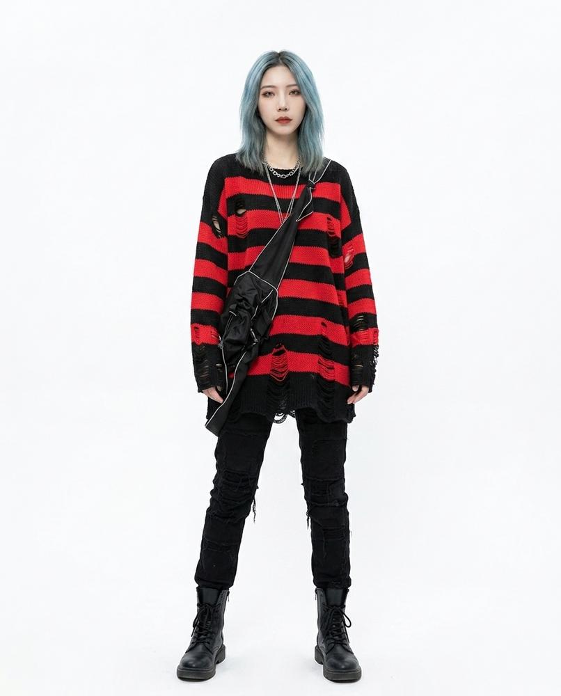 Cloppenburg Mode - Kalin | Gestreifter Destroyed Pullover Unisex