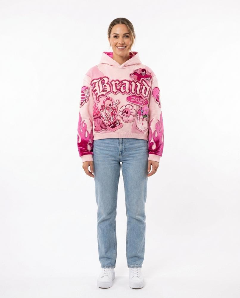 Cloppenburg Mode - Lurun | Kurzgeschnitten Appliziert Hoodie Unisex