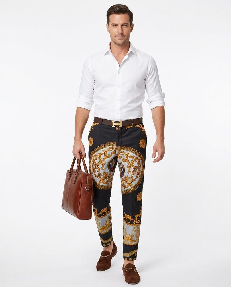 Cloppenburg Mode - Never | Gemusterte Schmale Hose Herren