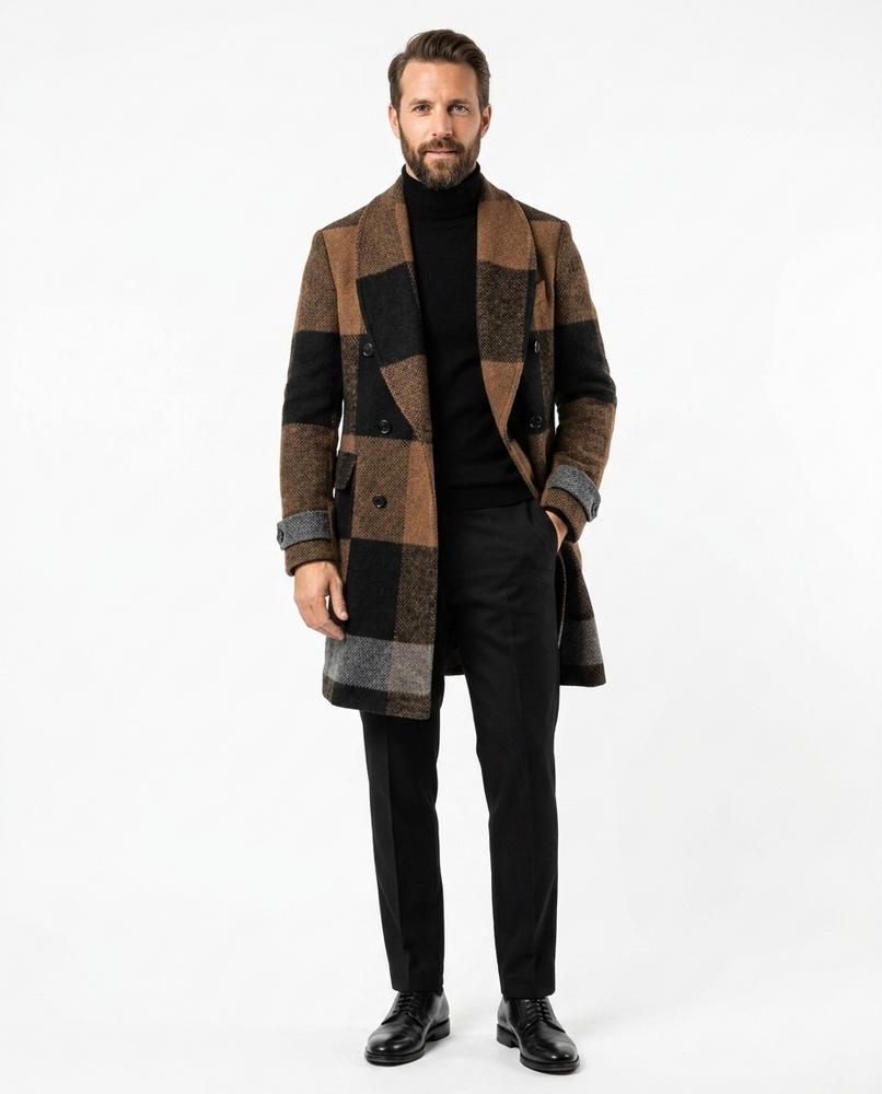 Cloppenburg Mode - Riser | Karierter Doppelreihiger Mantel Herren