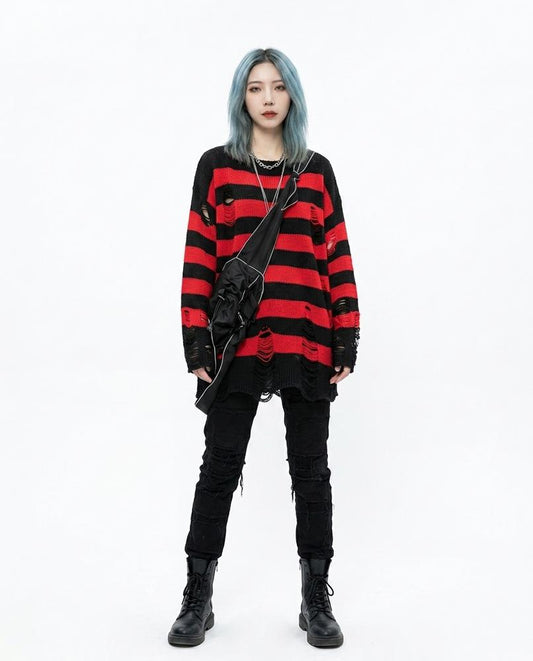 Cloppenburg Mode - Kalin | Gestreifter Destroyed Pullover Unisex