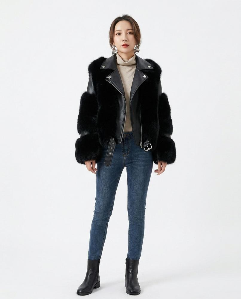 Cloppenburg Mode - Kunit | Pelzbesetzte Leder Jacke Damen