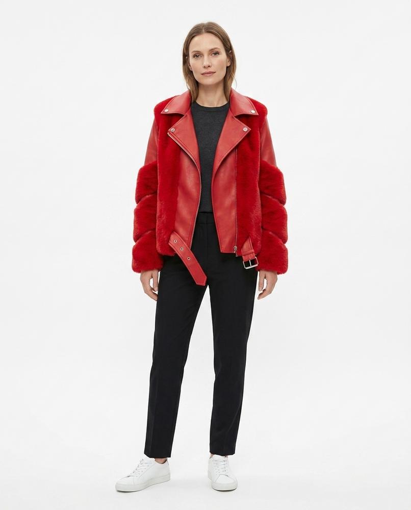 Cloppenburg Mode - Kunit | Pelzbesetzte Leder Jacke Damen