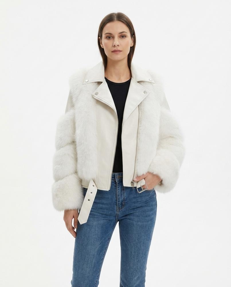 Cloppenburg Mode - Kunit | Pelzbesetzte Leder Jacke Damen