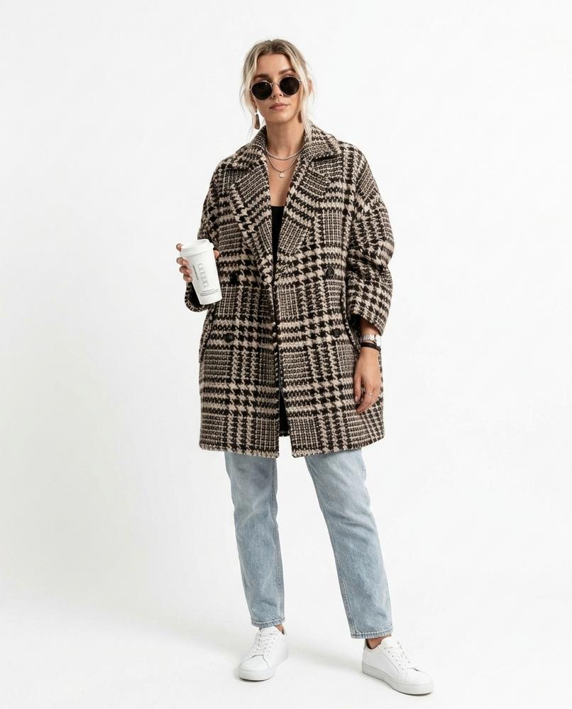 Cloppenburg Mode - Mumev | Karierter Zweireihiger Mantel Damen