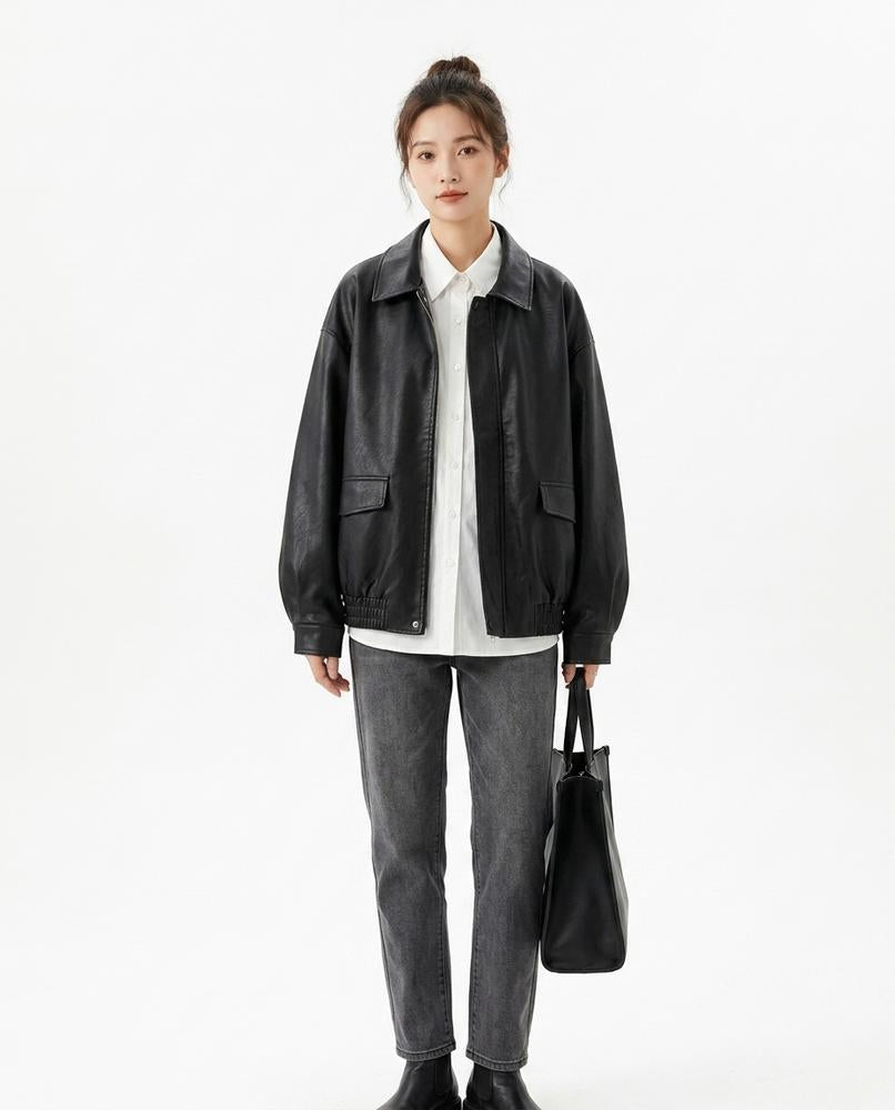 Cloppenburg Mode - Yinev | Weit Geschnittene Leder Jacke Unisex