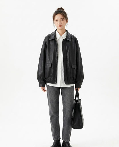 Cloppenburg Mode - Yinev | Weit Geschnittene Leder Jacke Unisex