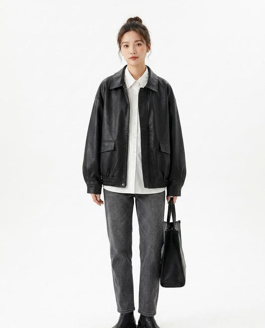 Cloppenburg Mode - Yinev | Weit Geschnittene Leder Jacke Unisex