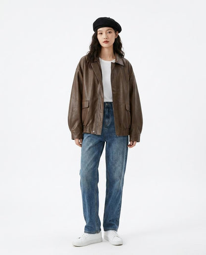 Cloppenburg Mode - Yinev | Weit Geschnittene Leder Jacke Unisex